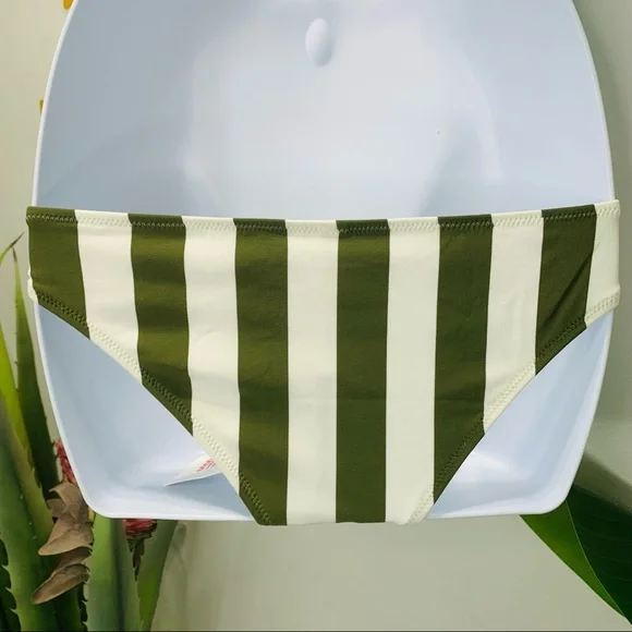 SOLID & STRIPED The Elle Bikini Bottom Olive Green White Stripe Swim Sma… - Picture 9 of 14